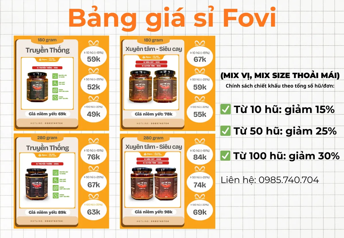 Fovi nhận đơn hàng sỉ Sa tế toàn quốc